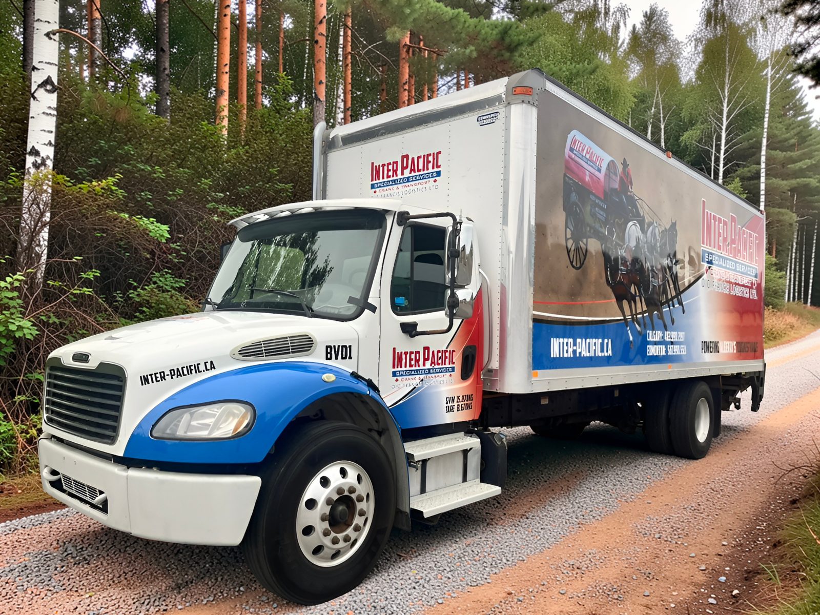 Inter-Pacific cube truck with full KingSkinz wrap